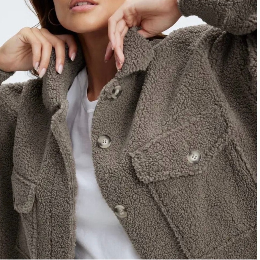 Good American Sherpa Shacket Jacket Long Sleeves Size 3/4(Extra Large)Oversized - Picture 6 of 13